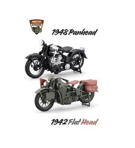 Maisto 1:18 Harley-Davidson Klasik İkili Set - 1948 Panhead &amp; 1942 Flathead Military Koleksiyonluk
