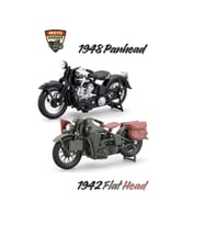 Maisto 1:18 Harley-Davidson Klasik İkili Set - 1948 Panhead &amp; 1942 Flathead Military Koleksiyonluk