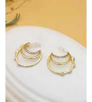 Zirkon Taşlı Çoklu Görünüm Yarım Halka Gold Küpe
