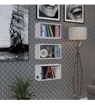 Kenzlife duvar rafı kitaplık hülas byz 022*039*13 üçlü duvara asma aparatlıdır 3 adet