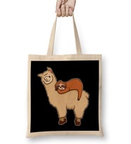 Cute & Funny Sloth Sleeping on Llama Friend Bez Çanta Uzun Saplı