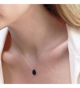 Lapis Taşlı Damla Modeli Gümüş Kolye