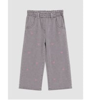 LCW Kids Gri Nakışlı Kız Çocuk Jean Pantolon