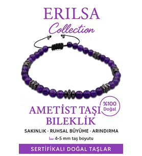 ertifikalı AAA+ Fasetli Terahertz ve Ametist Bileklik – İnce Model, Zihinsel Berraklık (Çok Renkli)