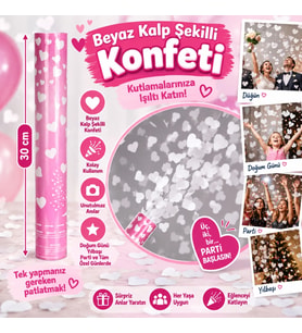 Beyaz Kalp Şekilli Konfeti 38 cm