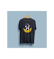 Oversize Çizgi Astronot Tasarım Unisex T-shirt (Siyah)