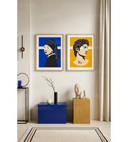 Pop Art Minimalist Portreler 2'li Ahşap Çerçeveli Tablo Seti