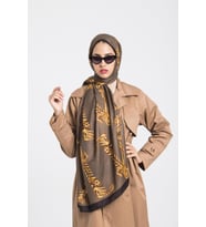 Logolu Desen Pavia Seri Şal Eşarp Askısı ile Birlikte 90X200 cm Haki-90X200