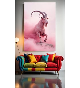 PEMBE GOAT 1 Ev Duvar Salon Güzellik Salonu Ofis Dükkan Dekarasyon Kanvas Tablo (Çok Renkli)