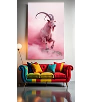 PEMBE GOAT 1 Ev Duvar Salon Güzellik Salonu Ofis Dükkan Dekarasyon Kanvas Tablo (Çok Renkli)