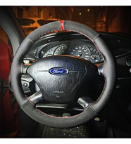 DİKİŞLİ DİREKSİYON KILIFI NUBUK / NOKTALI DERİ KIRMIZI YÜZÜK KIRMIZI DİKİŞ FORD FOCUS 1 İÇİN
