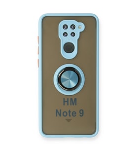Xiaomi Redmi Note 9 Kılıf Montreal Yüzüklü Silikon Kapak - Buz Mavi
