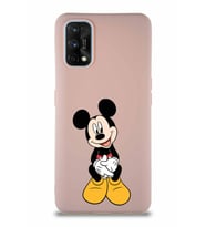 Realme 7 Pro Soft Premier Kapak Mickey Mouse-A Tasarımlı Silikon Kılıf - Pudra (Şeffaf)