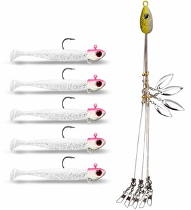 Valkyrie Alabama Rig Seti 1 Şemsiye 5 Jig Kafa 5 Silikon Yem Hazır Turna Levrek Avı Spinner Rig Takımı