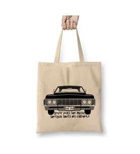 Supernatural Dean Winchester Daddy's Home Bez Çanta Uzun Saplı Bez Çanta Uzun Saplı (Beyaz)