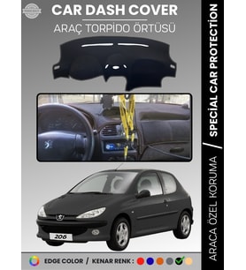 PEUGEOT 206 BÜYÜK EKRAN (1998-2003) Torpido Örtüsü Ön Göğüs Torpido Koruma Birebir Uyum Kaymaz