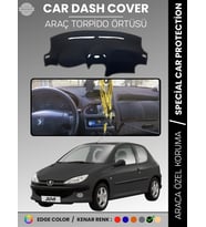 PEUGEOT 206 BÜYÜK EKRAN (1998-2003) Torpido Örtüsü Ön Göğüs Torpido Koruma Birebir Uyum Kaymaz