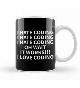 Programmer Coding Hate Love Humor Gift Kupa Bardak Porselen