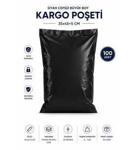 Northcity Siyah Cepsiz Kargo Poşeti 35x45+5 cm 100 Adet Dayanıklı E-Ticaret Ambalajı