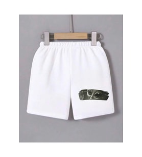 Beli Lastikli Baskılı Mini Şort - Beyaz