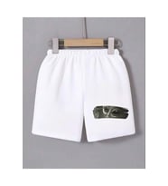 Beli Lastikli Baskılı Mini Şort - Beyaz