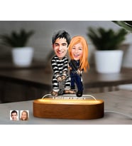 BK Gift Kişiye Özel Sevgili Karikatürlü Dekoratif 3D Biblo LED Işıklı Gece Lambası-7, Sevgiliye Hediye, Yıl Dönümü Hediyesi