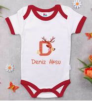 BK Kids Kişiye Özel Harfli Kırmızı Bebek Body Zıbın-2