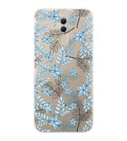 Huawei Mate 20 Lite  Kamera korumalı Kapak Floral Mavi Tasarımlı  Şeffaf Kılıf