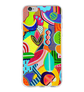 PrintiFy Apple  iPhone 6 ile Uyumlu 1mm Slim Fit Retro Renkler 6 Baskılı Şeffaf  Kılıf