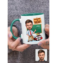 Erkek Din Kültürü Öğretmenine Hediye Karikatürlü Yeşil Kupa Bardak