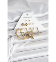 Pirinç Gold Renk 6 Çift Kadın Küpe Seti 5886 - HPSBYI9969-6155