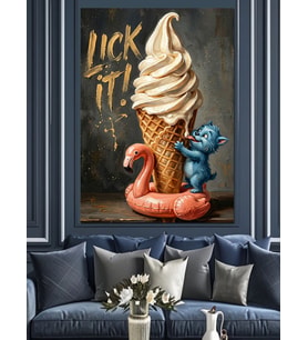 Lick It Dondurma Ve Komik Canavar Dekoratif Kanvas - Mdf Ahşap Tablo