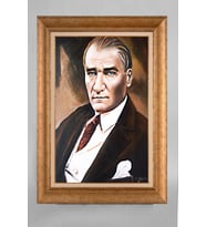 Altın Varaklı Paspartulu Çerçeveli Atatürk Tablo nt1064