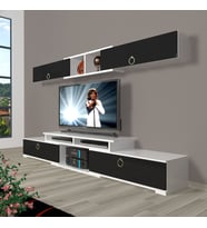 Decoraktiv Flex 5130 Mdf Gold Tv Ünitesi Tv Sehpası - Beyaz Siyah (Siyah - Beyaz)