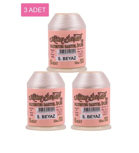 3 Adet Altınbaşak Oya ve Dantel İpi 20 gr - Royaleks - No: Ş.BEYAZ