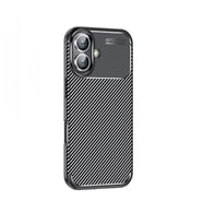 iPhone 16 Kılıf Negro Karbon Tasarım Silikon Kılıf (Siyah)