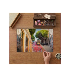 San Francisco Tramvayı Tasarımı 240 parça Ahşap Puzzle Ahşap Kutuda MP03231