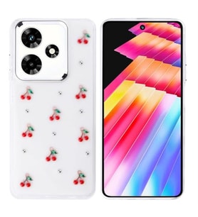 Coverzone ?nfinix Hot 30 ile uyumlu K?l?f Airbag K�?eli 2mm Kamera �?k?nt? Korumal? Simli ?effaf Bask?l? Z-Kutup Kapak Kiraz