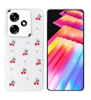 Coverzone ?nfinix Hot 30 ile uyumlu K?l?f Airbag K�?eli 2mm Kamera �?k?nt? Korumal? Simli ?effaf Bask?l? Z-Kutup Kapak Kiraz