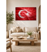 Tam Renk Türk Bayrağı Dekoratif Kanvas Duvar Tablosu