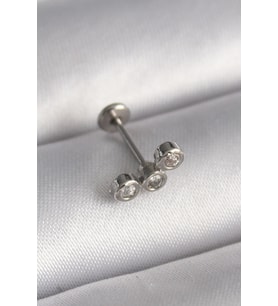 pilelistore 316L Çelik Gümüş Renk Zirkon Taşlı Tragus Piercing - TJ-PR1349