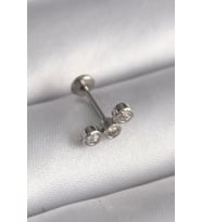 pilelistore 316L Çelik Gümüş Renk Zirkon Taşlı Tragus Piercing - TJ-PR1349