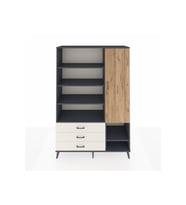 Hyperion Dolap 9 Raflı 3 Çekmeceli Tek Kapaklı  132x44x195 Antrasit-Çam/Aytaşı