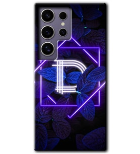 Galaxy S24 Ultra Kılıf HD Desen Baskılı Kılıf - Dark Neon Yaprak D Harfi