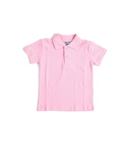 Pembe Kısa Kol Düz Renk Yakalı 6-17 Yaş Çocuk Okul Lakos Tişört Polo Yaka T-shirt
