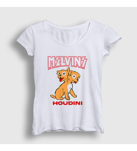 Presmono Kadın Beyaz Houdini Melvins T-Shirt 447551tt (Beyaz)
