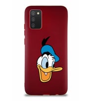 Samsung Galaxy A02S Soft Premier Kapak Donald Duck-A Tasarımlı Silikon Kılıf - Mürdüm (Şeffaf)
