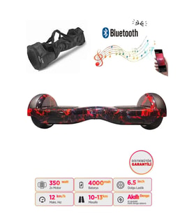 Elektrikli Kaykay Hoverboard Bluetooth Hoparlörlü 6.5 İnç Grafiti D15 - Çanta Hediye