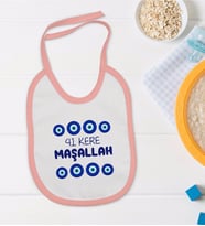 BK Kids Maşallah Tasarımlı Pembe Bebek Mama Önlüğü-2