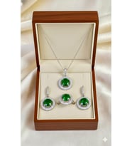 925 Ayar Gümüş Yeşil Zirkon Taşlı Set